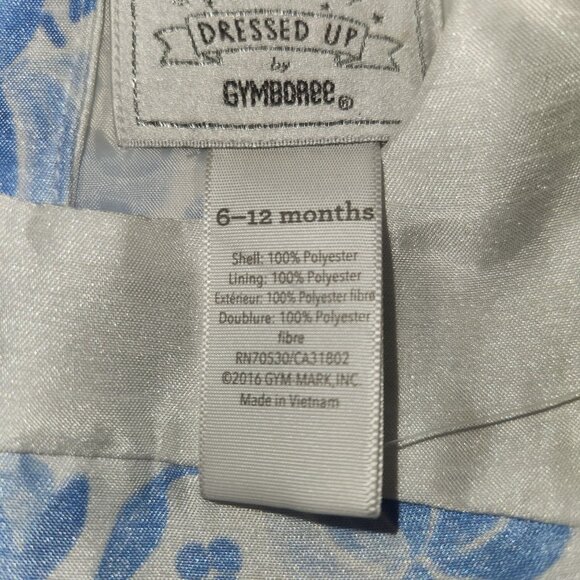 Gymboree Baby Girls 6-12 Months Blue Floral Sleeveless Party Dress With Bow Acce - Picture 6 of 7